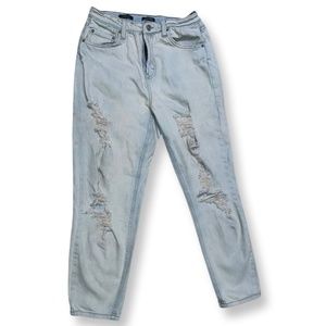 light washed distressed denim